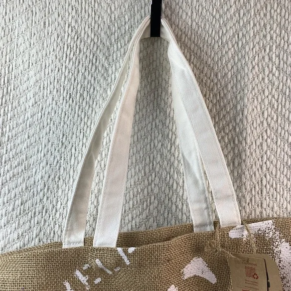 Clarins Burlap Canvas Tote Bag 7 FEED The Children Of The World 15X18X6" Shopper - Picture 4 of 15